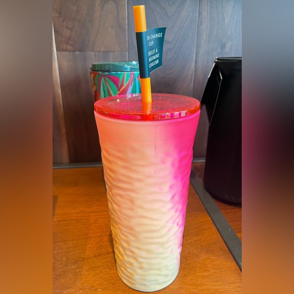 Starbucks Color Change Glass Cup Reusable Color Changing Cold Tumbler 18oz New - Picture 5 of 8